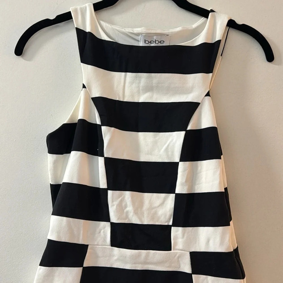 Bebe Striped Mini Bodycon Sexy Girly Dress Size XS - Picture 2 of 7